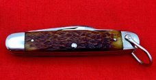 Vintage CATTARAUGUS Model No. D2589 4-Blade Whitt-L-Kraft Official Boy Scout Pocket Knife Bone Stag