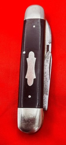 Vintage CHALLENGE CUTL CO 2-Blade Equal End Jumbo Jack Pocket Knife c.1905-1928 Slick Black 1905-28