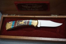 + BUCK CUSTOM HAND-MADE YELLOWHORSE 'WILD MUSTANG' 112 KNIFE IN WOODEN CASE +