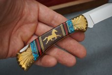+ BUCK CUSTOM HAND-MADE YELLOWHORSE 'WILD MUSTANG' 112 KNIFE IN WOODEN CASE +