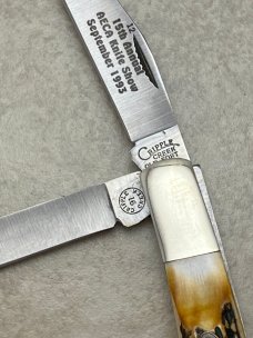 Cripple Creek USA Old Fort TN 1993 15th Annual AECA Knife Show 1 of 35 Stag 2 Blade Folding Knife 