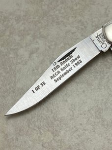 Cripple Creek USA Old Fort TN 1993 15th Annual AECA Knife Show 1 of 35 Stag 2 Blade Folding Knife 