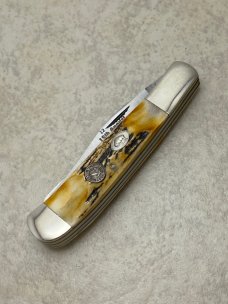 Cripple Creek USA Old Fort TN 1993 15th Annual AECA Knife Show 1 of 35 Stag 2 Blade Folding Knife 