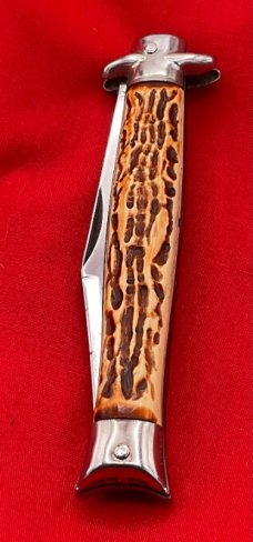Vintage COLONIAL PROV. USA 1-Blade Fishtail Bowtie Folding Pocket Knife Faux Bone ***MINT***