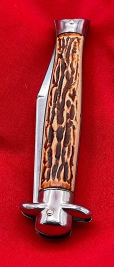 Vintage COLONIAL PROV. USA 1-Blade Fishtail Bowtie Folding Pocket Knife Faux Bone ***MINT***