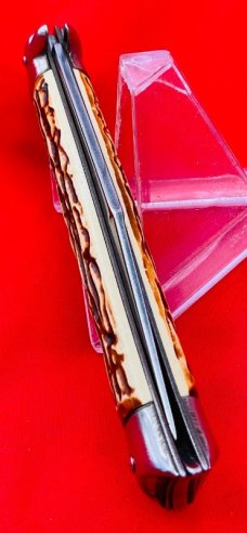 Vintage COLONIAL PROV. USA 1-Blade Fishtail Bowtie Folding Pocket Knife Faux Bone ***MINT***