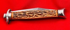 Vintage COLONIAL PROV. USA 1-Blade Fishtail Bowtie Folding Pocket Knife Faux Bone ***MINT***