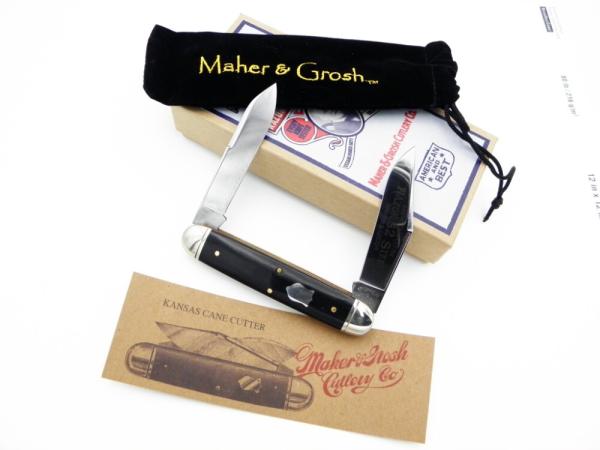 Maher & Grosh #0400 Kansas Cane Cutter by Great Eastern; 4 1/8” closed, Ebony handles,