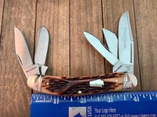Schatt and Morgan 5 Blade Sowbelly Reverse Worm Groove Bone 20th Anniversary Series 