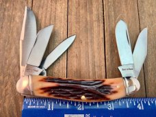 Schatt and Morgan 5 Blade Sowbelly Reverse Worm Groove Bone 20th Anniversary Series 