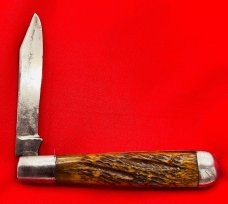 Vintage CONTINENTAL CUTLERY CO 1-Blade English Jack Folding Pocket Knife c.1915-1920 Jigged Bone