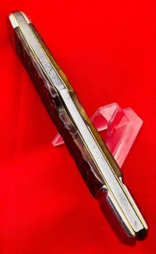 VintageVintage NEW YORK KNIFE CO Model #187 Swell Center Lockback Hunting Knife 1882-1931Bone Stag