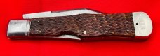 VintageVintage NEW YORK KNIFE CO Model #187 Swell Center Lockback Hunting Knife 1882-1931Bone Stag