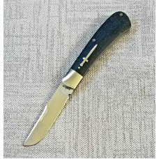 Kabisch Drop Point Trapper Dark blue Denim Micarta and 01 tool steel375quot closed Stunning piece