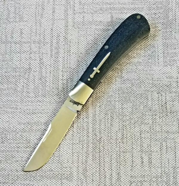 Kabisch Drop Point Trapper. Dark blue Denim Micarta and 01 tool steel...3.75" closed. Stunning piece Kabisch Drop Point Trapper. Dark blue Denim Micarta and 01 tool steel...3.75" closed. Stunning piece