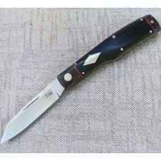 K'roo McNative Knife 4".Linen Micarta & blanket Micarta bolsters..red accents..rwl34. Filework.coa/