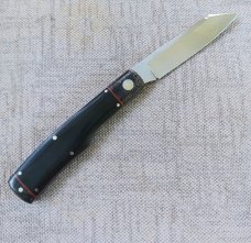 K'roo McNative Knife 4".Linen Micarta & blanket Micarta bolsters..red accents..rwl34. Filework.coa/ 