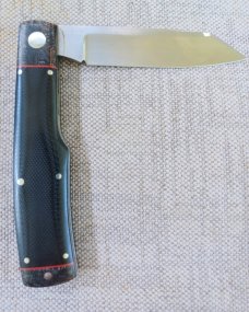 K'roo McNative Knife 4".Linen Micarta & blanket Micarta bolsters..red accents..rwl34. Filework.coa/ 