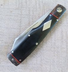 K'roo McNative Knife 4".Linen Micarta & blanket Micarta bolsters..red accents..rwl34. Filework.coa/ 