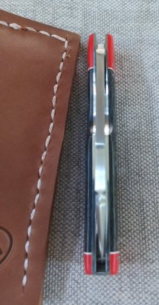 K'roo McNative Knife 4".Linen Micarta & blanket Micarta bolsters..red accents..rwl34. Filework.coa/ 
