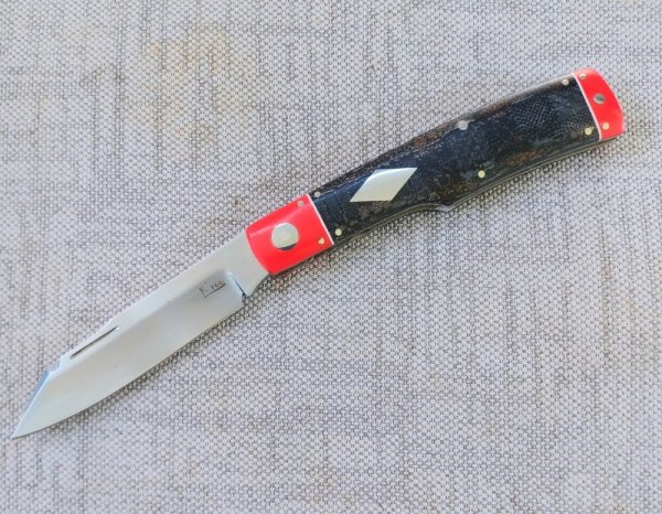 K'roo McNative Knife 4" Blanket Micarta & red Micarta bolsters..white accents..rwl34. Filework.coa/ 