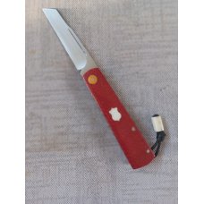 Vincenzo Balistreri White Wolf Slipjoint..4"..440C..Red Burlap Micarta Shadow..White shield.liners