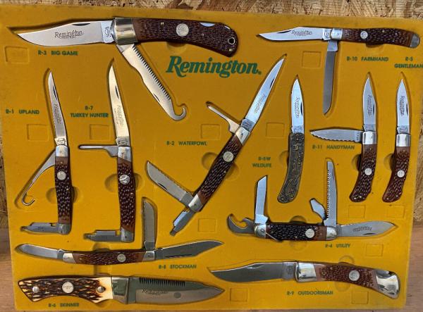 Remington UMC USA Set of 12 Delrin Knives in Display w/Boxes