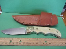 Ed Jones Custom Bone Handle Fixed Blade  Scrolled Bolsters 