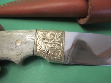 Ed Jones Custom Bone Handle Fixed Blade  Scrolled Bolsters 