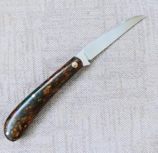 Jason Taber Russian Military Rag Micarta Wharnie Trapper..3.5" closed..Cpm154..coa and pouch 