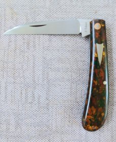 Jason Taber Russian Military Rag Micarta Wharnie Trapper..3.5" closed..Cpm154..coa and pouch 