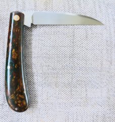 Jason Taber Russian Military Rag Micarta Wharnie Trapper..3.5" closed..Cpm154..coa and pouch 