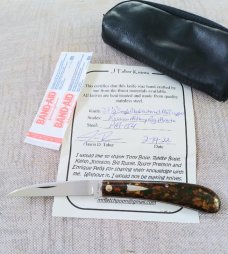Jason Taber Russian Military Rag Micarta Wharnie Trapper..3.5" closed..Cpm154..coa and pouch 
