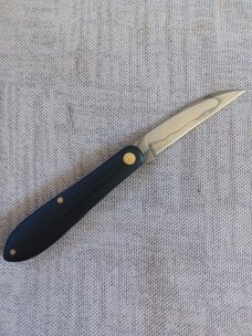 Tracy LaRock Teardrop Wharn..W2..Black G10.. 2.5" blade and 3 5/8" closed..Hamon..brass liners & pin