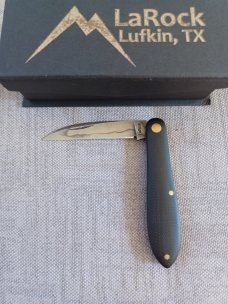 Tracy LaRock Teardrop Wharn..W2..Black G10.. 2.5" blade and 3 5/8" closed..Hamon..brass liners & pin