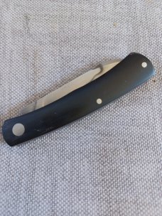 Tracy LaRock Native Slipjoint..W2..Black G10.. 2.5" blade & 3 5/8" closed..Hamon..steel liners & pin