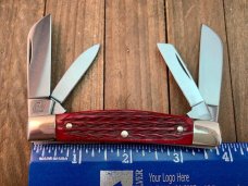 Henckels by Boker 4 Blade Congress Red Pin Feather Jigged Bone
