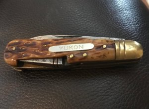 Ameike vintage 5 blade folder with Yukon inlay