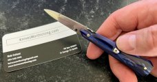 Chad Ruben Customized 4.5 Inch "MANIAGO ITALY' Switchblade, Blue Pearl Kirinite Handle, Unused 