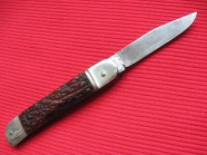 Rare Vintage German F.A. BOWER IMP. CO. Jigged Bone Leverlock Knife