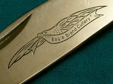 VINTAGE PARKER CUT CO EAGLE BRAND 95149 JAPAN SMOOTH BONE TRAPPER FOLDING POCKET KNIFE KNIVES OLD