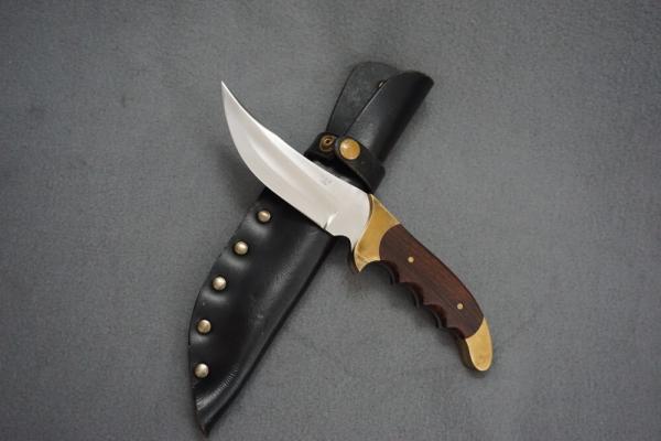 + SCARCE VTG RIGID USA 'REBEL' HUNTING KNIFE W/FINGER GROOVES & ORIG SHEATH! +