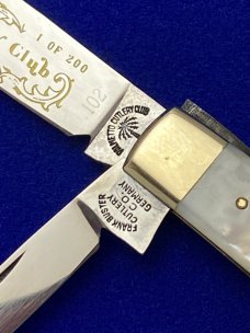 Fight'n Rooster Solingen Germany Palmetto Curlery Club 1 of 200 Pearl Gunstock Knife