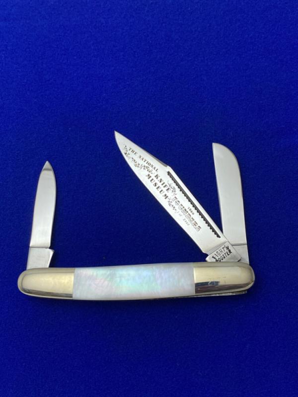 Fight'n Rooster Natl' Knife Founders Museum 1 of 2600 1980 Pearl Stockman Knife
