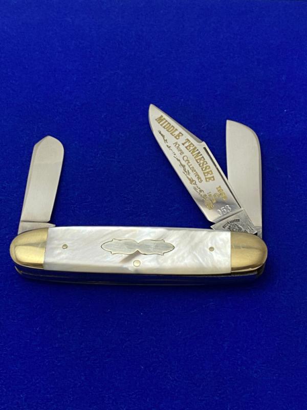 Fight'n Rooster Germany Middle TN Knife Collectors 1985 1 of 150 Pearl Cigar Stockman  Knife