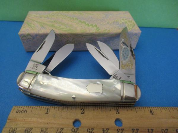 Bulldog Brand Mother of Pearl Peacock 5 Blade Sowbelly 