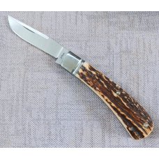 Jeff Pearce Custom Stag Honknose Trapper4quot closedCpm154fluted bolstersNew from maker