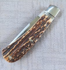 Jeff Pearce Custom Stag Honknose Trapper..4" closed..Cpm154..fluted bolsters..New from maker 