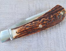 Jeff Pearce Custom Stag Honknose Trapper..4" closed..Cpm154..fluted bolsters..New from maker 