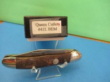 Queen Cutlery Titusville Pa. Birds Eye Maple Copperhead Liner Lock Pattern # 41L
